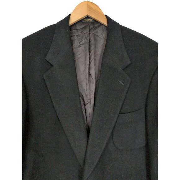 Eddie Bauer Camel Hair Sport Coat Jacket Mens 44L Tall Black 2 Button Blazer - Picture 4 of 13